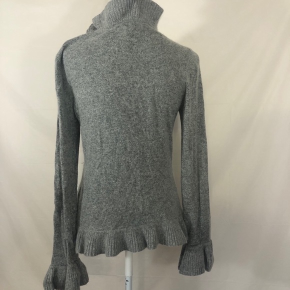 Colour Works Ruffle Gray Soft Angora Wool Cardigan - Picture 3 of 13